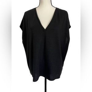 ZARA Women’s Black V-neck Top Size L 100% Polyester